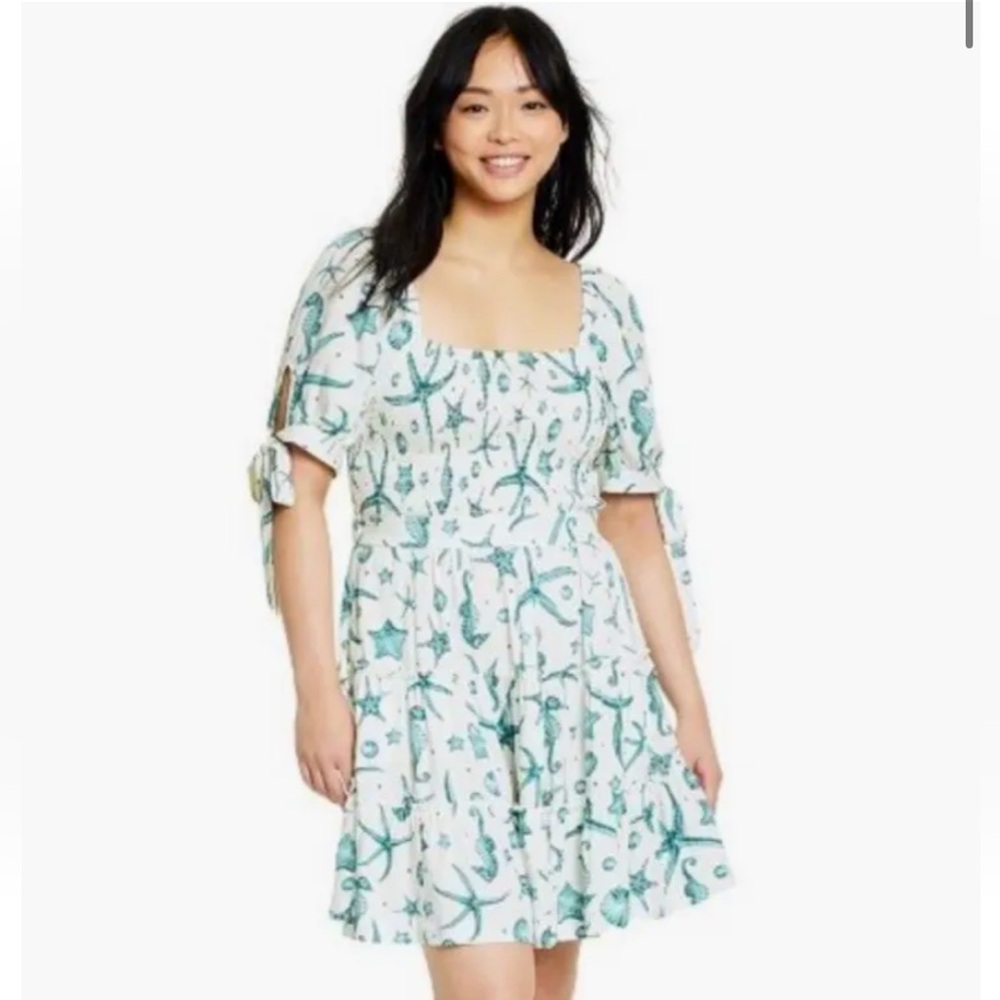 Agua Bendita x Target  Deep Sea Print Puff Sleeve Mini Dress SIZE L NEW NWT